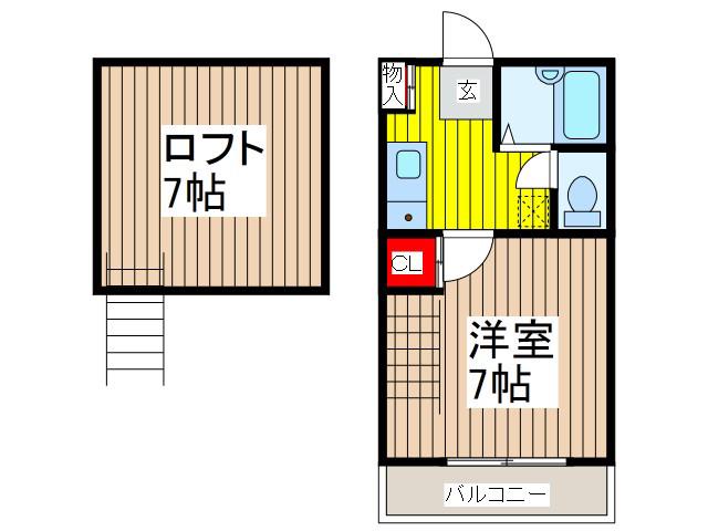 サザンハイツIII(1K/1階)の間取り写真