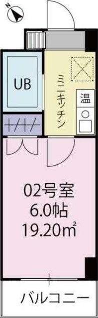 ベルビー川崎(1K/2階)の間取り写真