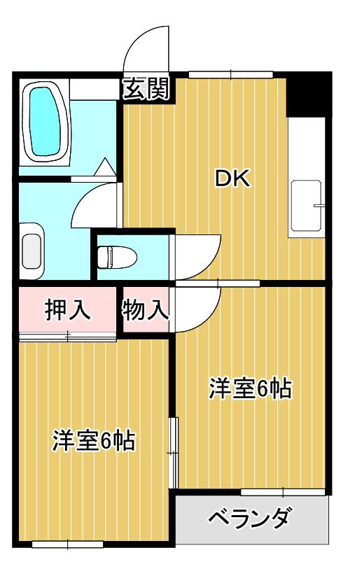 STハイツ親鼻(2DK/1階)の間取り写真