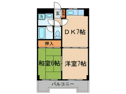 手塚第一ビル(2DK/3階)の間取り写真