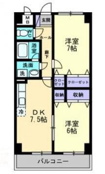 高そねマンション(2DK/2階)の間取り写真