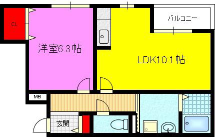 アルバ ソーレ(1LDK/2階)の間取り写真