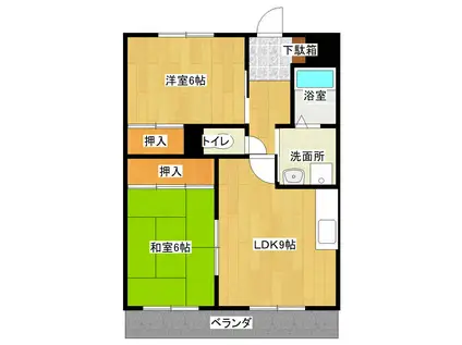 パークサイド極楽(2DK/1階)の間取り写真