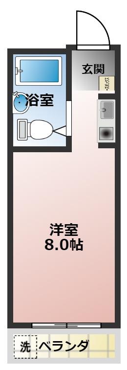 水前寺北スカイマンション(ワンルーム/5階)の間取り写真