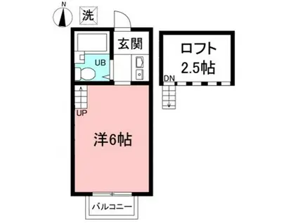 シャトーユキ(ワンルーム/2階)の間取り写真