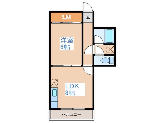 北川ビル(1LDK/4階)の間取り写真