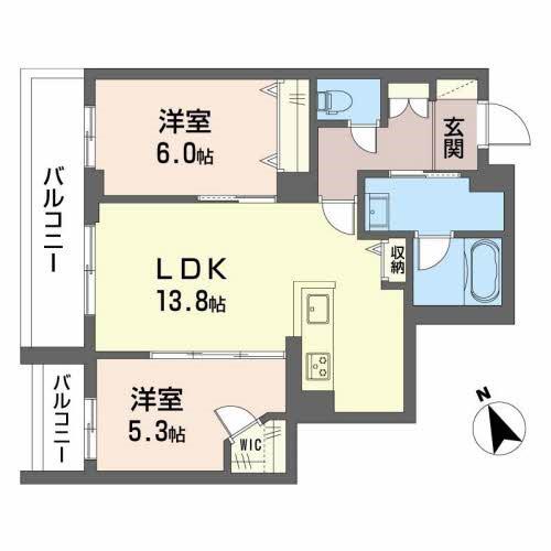 シャーメゾンCOCOUS(2LDK/2階)の間取り写真