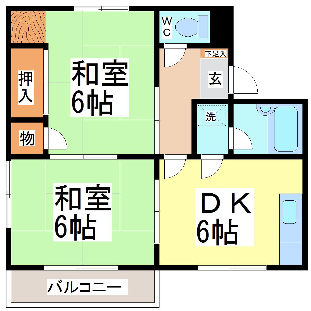 メゾンホワイト B(2DK/2階)の間取り写真