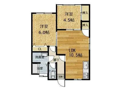 クレストF・M(2LDK/2階)の間取り写真