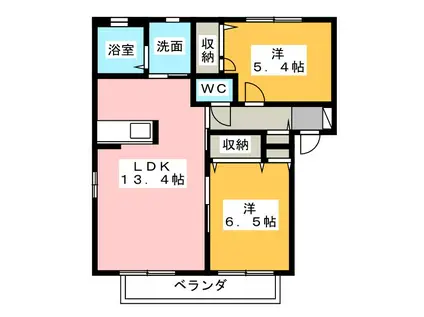 コートモデルノB(2LDK/2階)の間取り写真