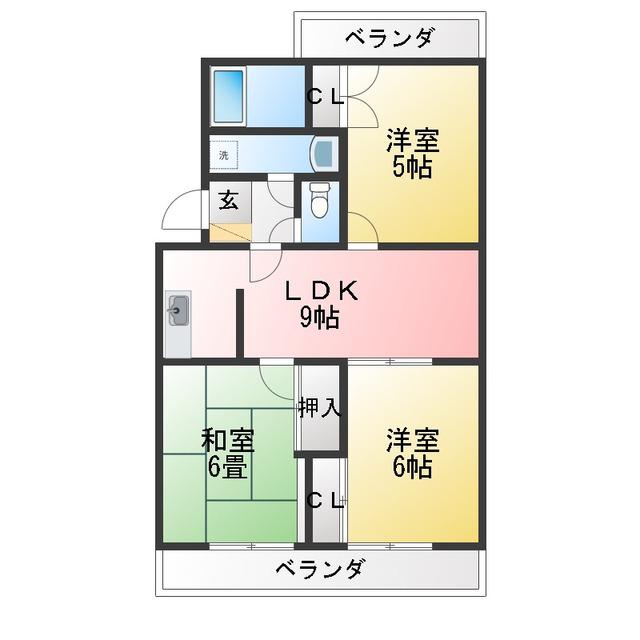 ESTA南行徳(3LDK/1階)の間取り写真