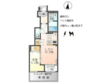 ノヴァ・コーポS(1LDK/1階)の間取り写真