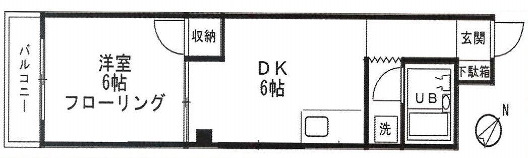 ヒルサイドコンドミニアム(1DK/4階)の間取り写真