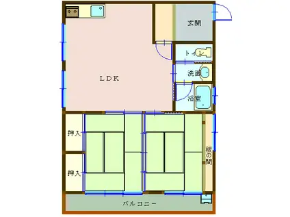 栄松マンション(2LDK/4階)の間取り写真