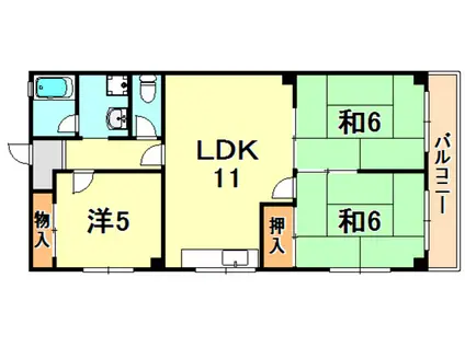ヴィラ舞子坂(3LDK/2階)の間取り写真