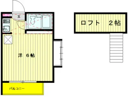 TK-1(ワンルーム/2階)の間取り写真