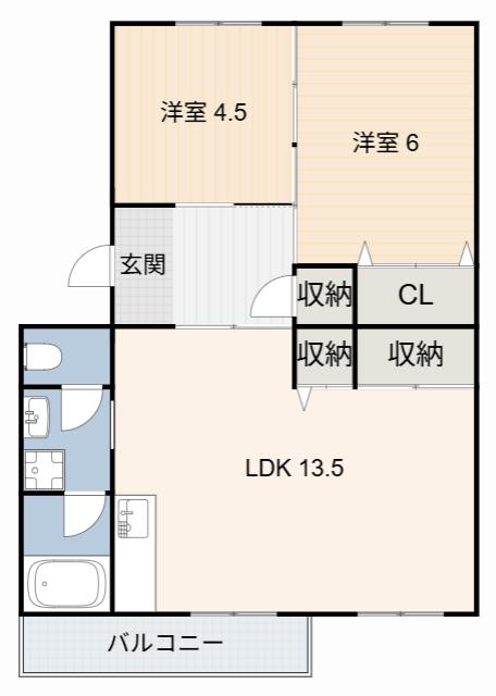 メゾン酒井A(2LDK/2階)の間取り写真