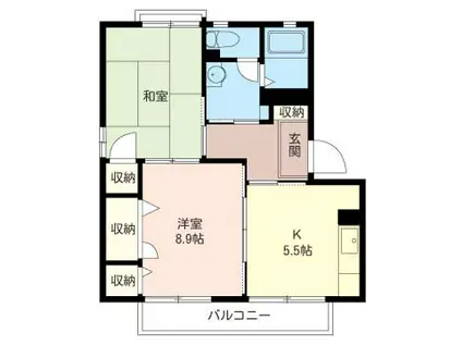 プラザ東太田A(2K/2階)の間取り写真