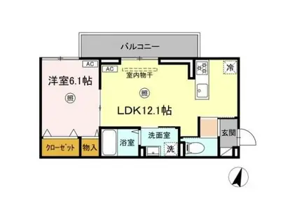 ロイヤルタウン八戸(1LDK/2階)の間取り写真