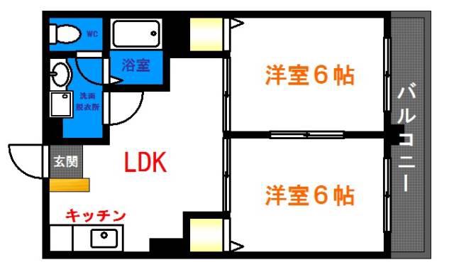 日星ビル(2LDK/5階)の間取り写真