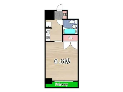 グランドムール玉造(1K/6階)の間取り写真