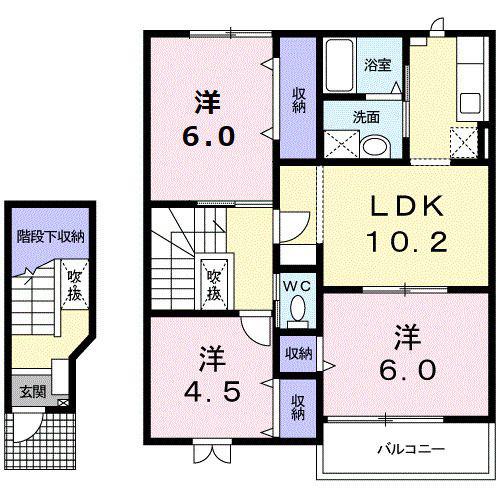 クラインシュロスK(3LDK/2階)の間取り写真