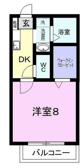 エルレーブ2A(1K/1階)の間取り写真