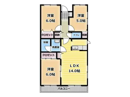ルミエール山本 A(3LDK/4階)の間取り写真