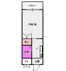 中馬ハイツ(1K/2階)の間取り写真