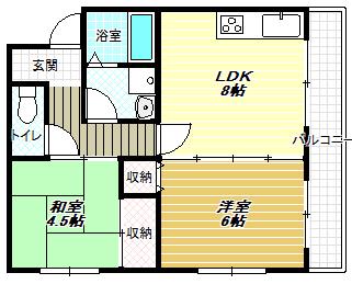 メゾンメイユール(2LDK/2階)の間取り写真