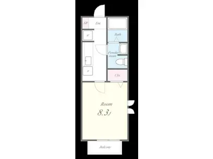 コスモヒルズ(1K/1階)の間取り写真