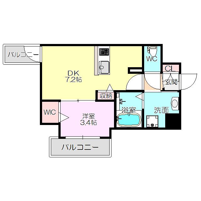 YOUSⅦ番館(1DK/2階)の間取り写真