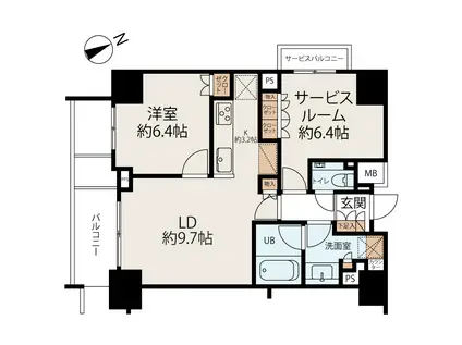 グランスイート麻布六本木(1SLDK/13階)の間取り写真