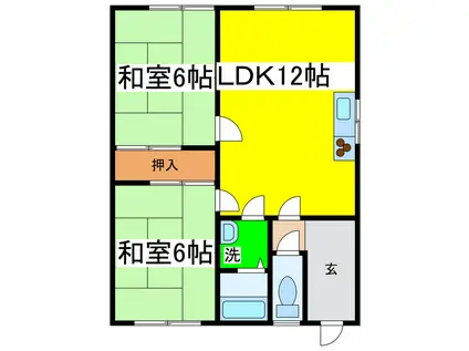 国誉ハイツ(2LDK/1階)の間取り写真