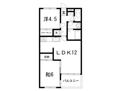 桜ハウス(2LDK/4階)の間取り写真