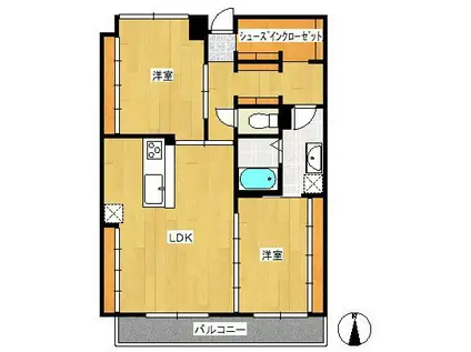 AMUKAS(2LDK/5階)の間取り写真