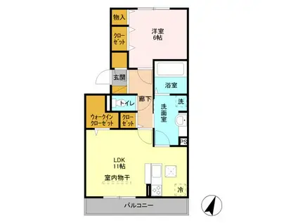 RE CIEL(1LDK/1階)の間取り写真