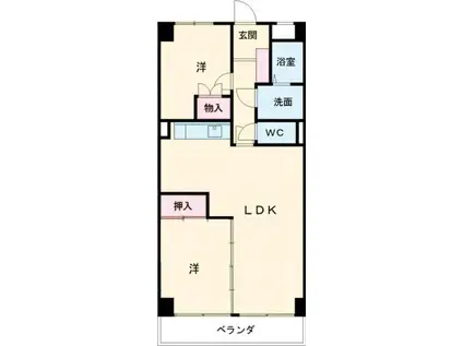 ライフ21 INA(2LDK/1階)の間取り写真