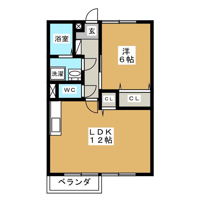 エスポアソール B(1LDK/2階)の間取り写真