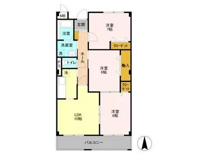 ル・モンテストF(3LDK/2階)の間取り写真