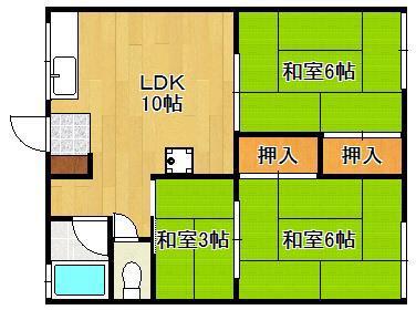 コーポ植田(2LDK/2階)の間取り写真