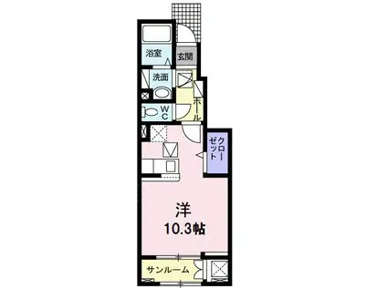 アドラブール・コートVIII(ワンルーム/1階)の間取り写真