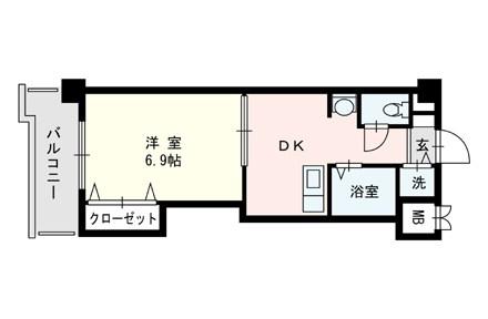 サンプラスパ(1DK/5階)の間取り写真