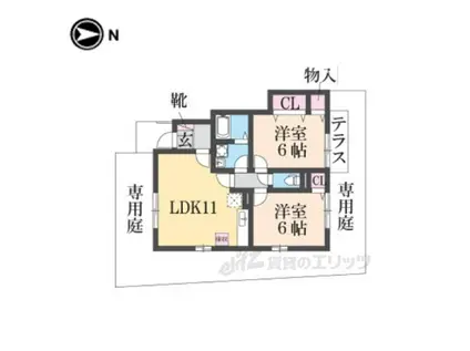 ハイツメビウスAB(2LDK/1階)の間取り写真