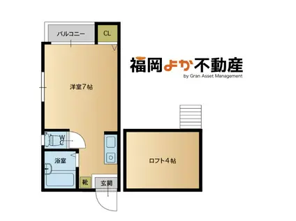 アーカス渡辺通南(ワンルーム/2階)の間取り写真