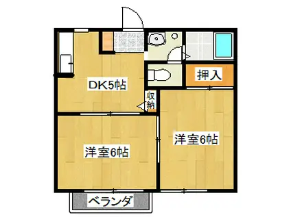 ノーザンライトハイツ(2DK/2階)の間取り写真