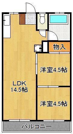 パルコチェントラーレ(2LDK/4階)の間取り写真