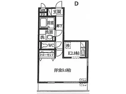 YUKOTO B(1K/2階)の間取り写真