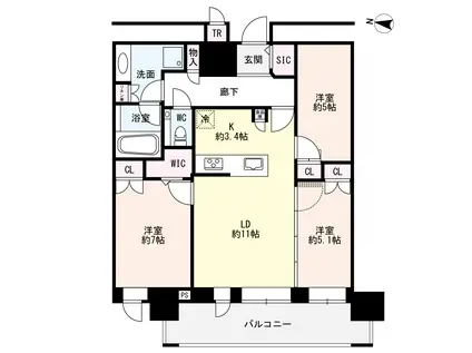 ONE札幌ステーションタワー(3LDK/17階)の間取り写真