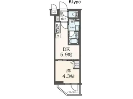 ハーモニーレジデンス東新宿(1DK/4階)の間取り写真